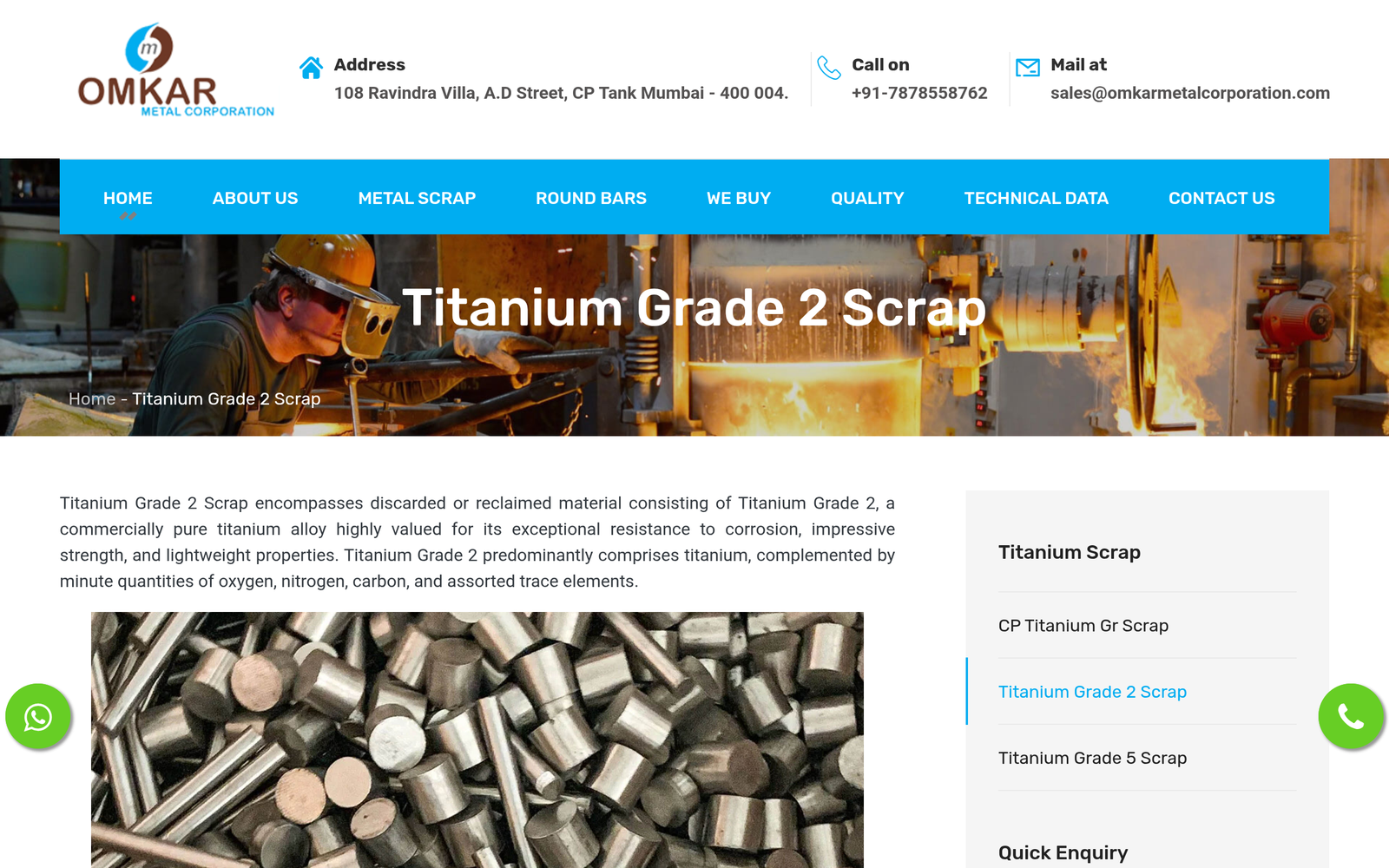 Titanium Grade 2 Scrap Importers, Suppliers, Exporters & Stockists | Omkar Me...